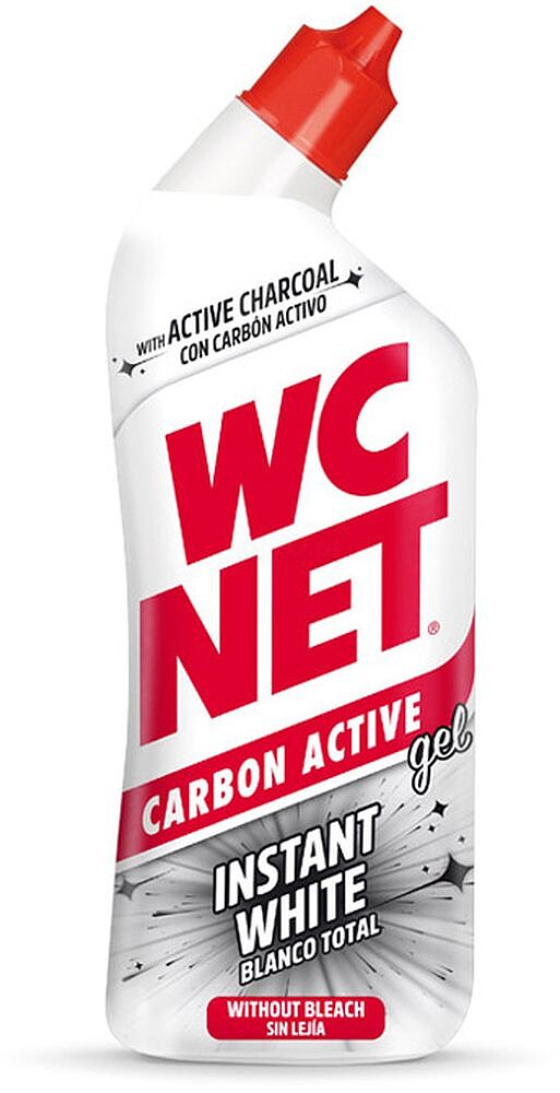 Limpa-sanitários wc net gel sem lixívia com carvão ativo branco,garrafa de 750 ml 7010985