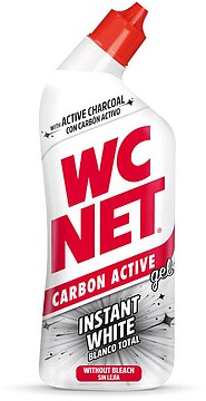 7010985 : Limpa-sanitários wc net gel sem lixívia com carvão ativo branco,garrafa de 750 ml