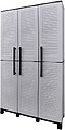 Armario Alto com Prateleiras e Porta-Vassouras Linha Family em Polipropileno Cinza Claro, 102 x 37 x 169 cm G-73636