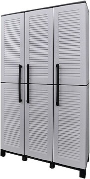 G-73636 73636 ARMARIO ALTO COM PRATELEIRAS E PORTA-VASSOURAS LINHA FAMILY EM POLIPROPILENO CINZA CLARO, 102 x 37 x 169 cm