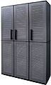Armário Alto com Prateleiras e Porta-Vassouras Linha Easy em Polipropileno Cinza Escuro 102 x 370 x 163 cm G-73635