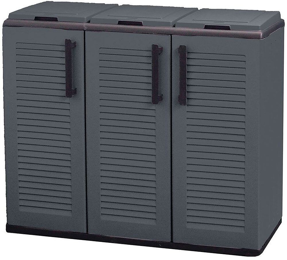 Armário Baixo Linha Eco Easy com Reciclagem Seletiva de 3 Tampas, Polipropileno, Cinto Escuro, 102 x 37 x 84 cm G-73641
