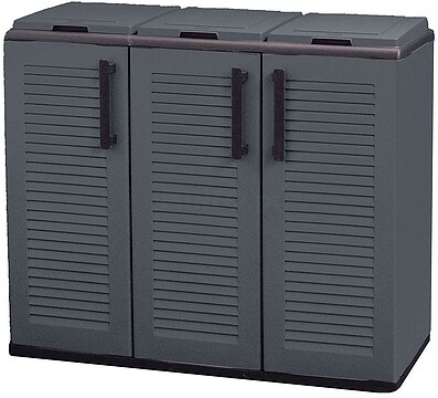 G-73641 73641 ARMÁRIO BAIXO LINHA ECO EASY COM RECICLAGEM SELETIVA DE 3 TAMPAS, POLIPROPILENO, CINTO ESCURO, 102 x 37 x 84 cm