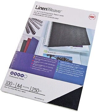 CE050010 : CAPA LINHO GBC 250 GR PRETO (PACK 100)