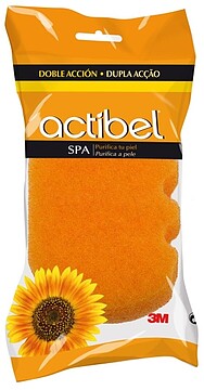 Actibel Spa Esponja Corporal de Dupla Acção - 1 Lado Suave - 1 Lado Esfoliante - Ergonómica - Cor Laranja FDAS