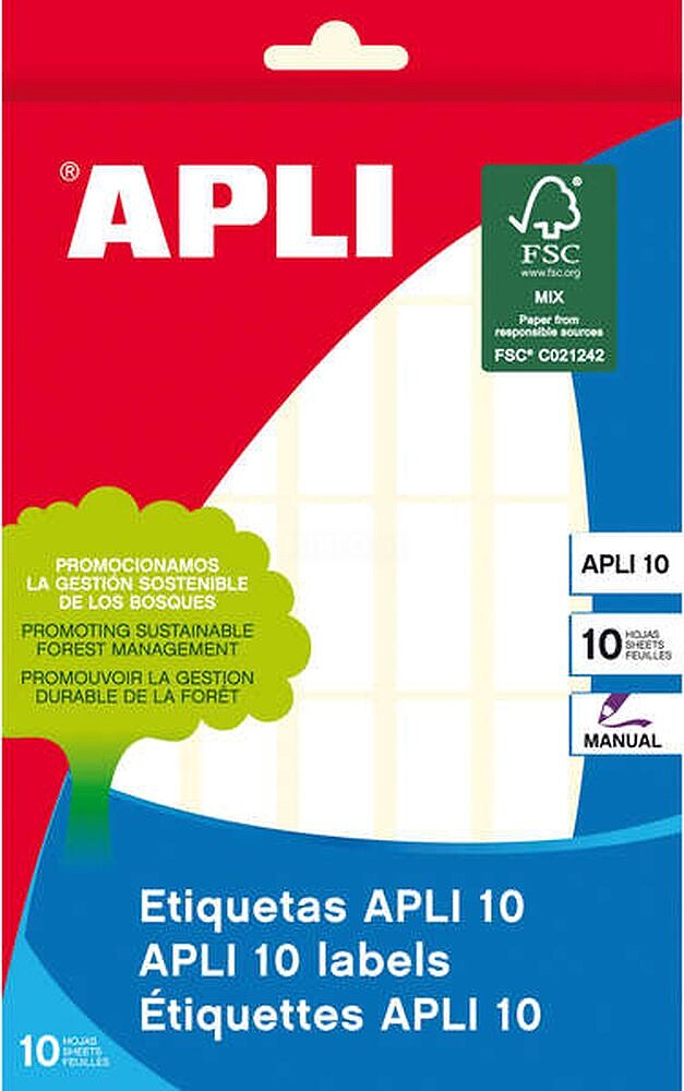 Pack de 350 Etiquetas Rectangulares 12x30mm - 10 Folhas por 35 Etiquetas - Adesivo Permanente - Cantos Arredondados - Cor Branca 01636