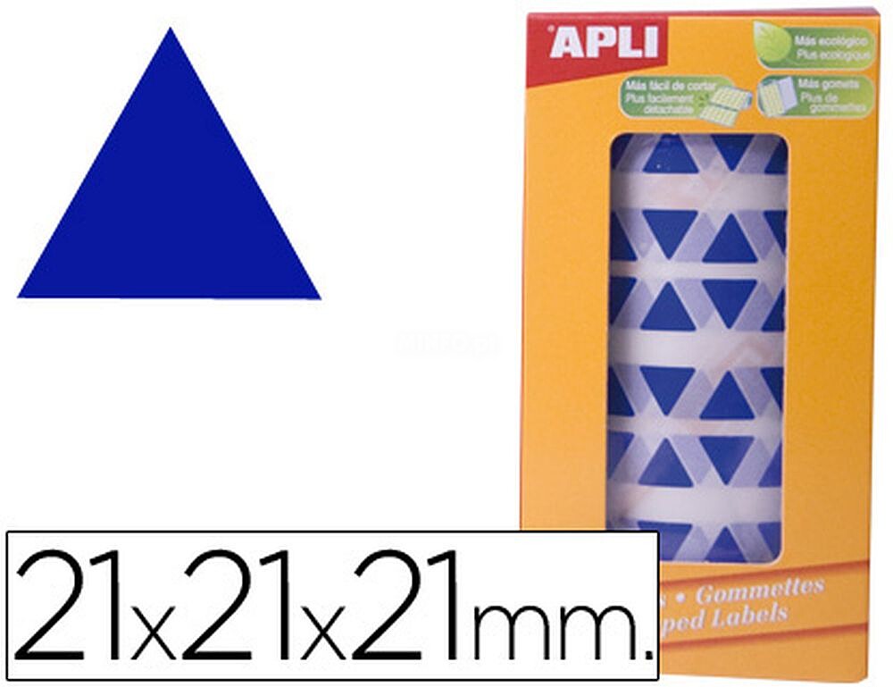Rolo de Gomets Triangulares - Adesivo Permanente - 2.832 Gomets - Fáceis de Separar - Adesivo à Base de Água - Azul