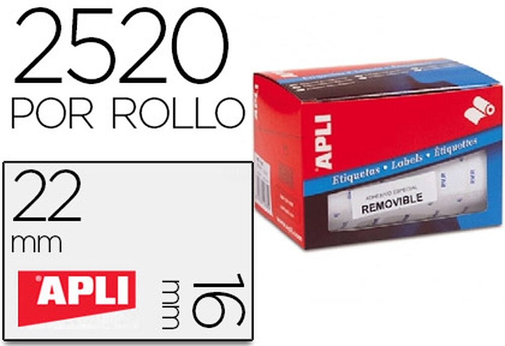 Rolo de 2.520 Etiquetas PVP 16x22mm - Texto Pré-Impresso com as Siglas PVP - Adesivo Removível - Cor Branca 10087