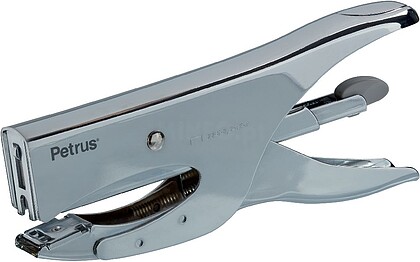 Petrus 222 Agrafador de Tenaz - Até 40 Folhas - Grampeamento Fechado e Aberto - Design Ergonómico - Cor Cromada 44733