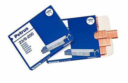 Petrus Grapas 23/6-200 Cobreadas - Até 20 Folhas - Caixa de 1000 Grapas - Patilha de 6mm 23600