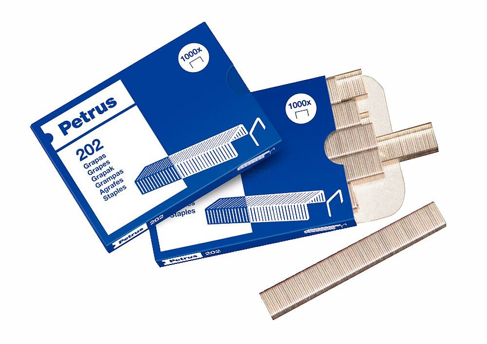 Caixa de 1000 Grapas Petrus 202 Galvanizadas - Até 10 Folhas - Ponta de 4mm 55700