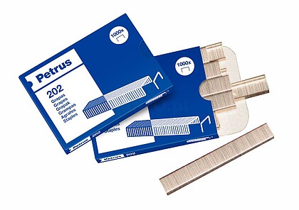Caixa de 1000 Grapas Petrus 202 Galvanizadas - Até 10 Folhas - Ponta de 4mm 55700