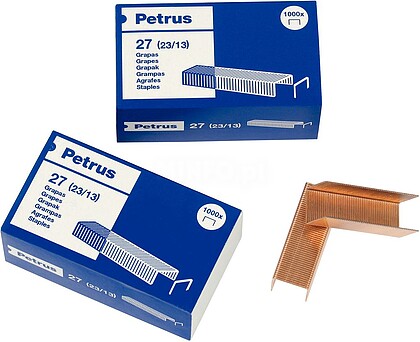 Caixa de 1000 Grapas 23/13 Cobreadas - Até 100 Folhas - Patilha de 13mm 55720