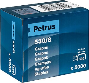 Caixa de 5000 Grapas Petrus 530/8 Cobreadas para Clavadora -...