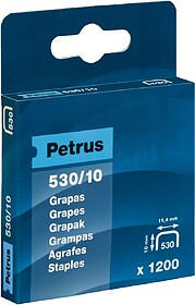 77515 : Agrafes Petrus para grampeador 530/10 caixa 1200 uni...