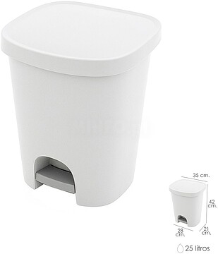 Balde de Lixo COM Pedal 25 Litros Plástico Branco