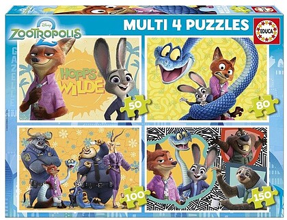 20464 : EDUCA - Puzzle Multi 4in1 50-80-100-150 Zootopia 2 20464