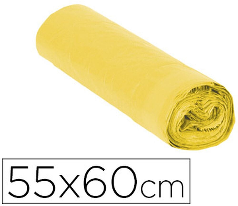 Saco de lixo domestico amarelo com auto fecho 55 x 60 cm rolo de 15 bolsas 18952