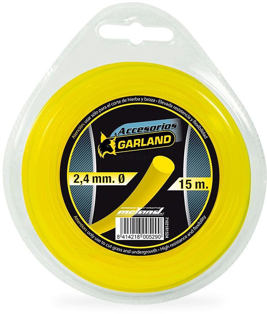 S.OF. Hilo Dispensador para Desbrozadora 15m Ø2,4mm Redondo 71021R1524 GARLAND G-84126