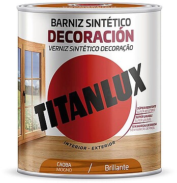 G-25785 : 25785 BARNIZ SINTÉTICO DECORAÇÃO BRILHANTE CAOBÁ 250 ML TITANLUX M10100414