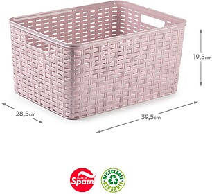 Caixa Arrumação Rattan Nº5 18L Rosa Pastel Caixa Arrumaç...