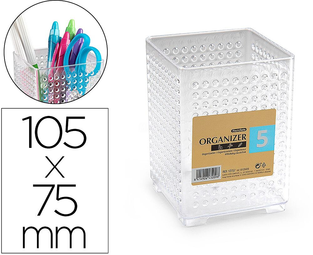 Porta lapis plastiforte organizer quadrado n 5 75x75x105 mm ( Venda em Multiplos de 12uni) Porta lapis plastiforte organizer quadrado n 5 75x75x105 mm 12757