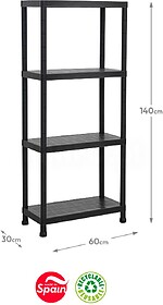Estante 4 Prateleiras Stack 30x60x140cm Preto Estante 4 Prat...