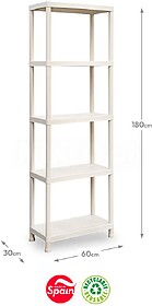 Estante 5 Prateleiras Stack 30x60x180cm Bege Estante 5 Prate...