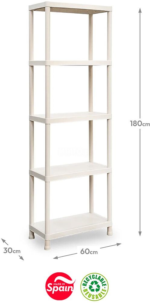 Estante 5 Prateleiras Stack 30x60x180cm Bege Estante 5 Prateleiras Stack 30x60x180cm Bege