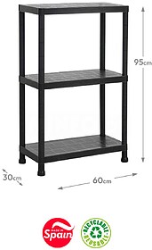 Estante 3 Prateleiras Stack 30x60x95cm Preto Estante 3 Prate...