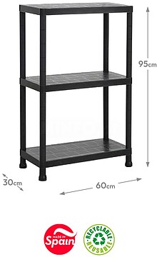 Estante 3 Prateleiras Stack 30x60x95cm Preto Estante 3 Prateleiras Stack 30x60x95cm Preto