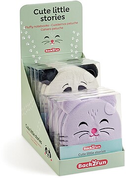 MR8241 Miquel Rius Back2Fun Expositor com 8 Cadernos Pelúcia - 160 Folhas de Papel 80 g/m² - 4 de cada Modelo Panda e Hamster