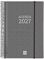Finocam Espiral Basics Agenda Personalizável - Anual 2027 - 1 Dia por Página - Formato E40 - 210x297mm - Espiral - Capa de Polipropileno - Cantos Microperfurados - Papel de 70g/m2 - Cor Cinzento 741210027