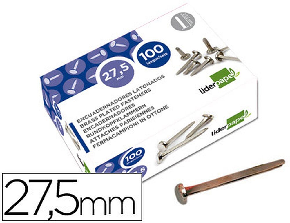 Ataches Encadernacao Liderpapel, Caixa de 100, N.6 27,5 MM FS14