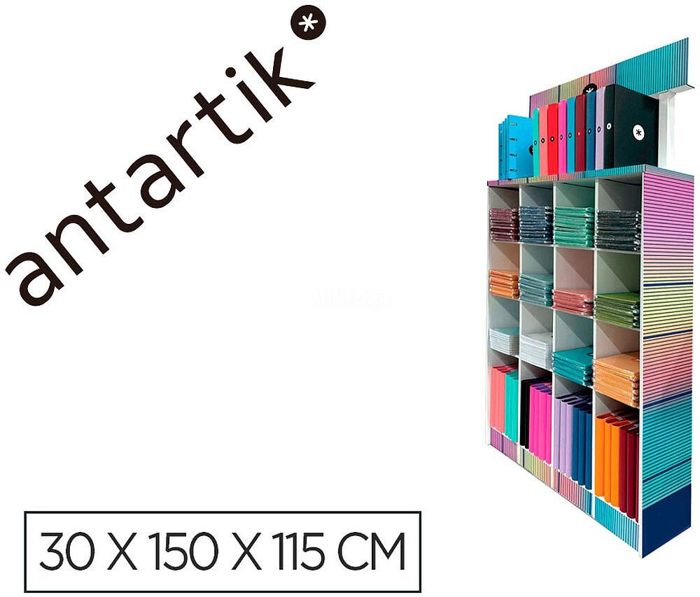 Cadernos e pastas antartik expositor de chao cartao com 169 unidades 30x150x115 cm KA71
