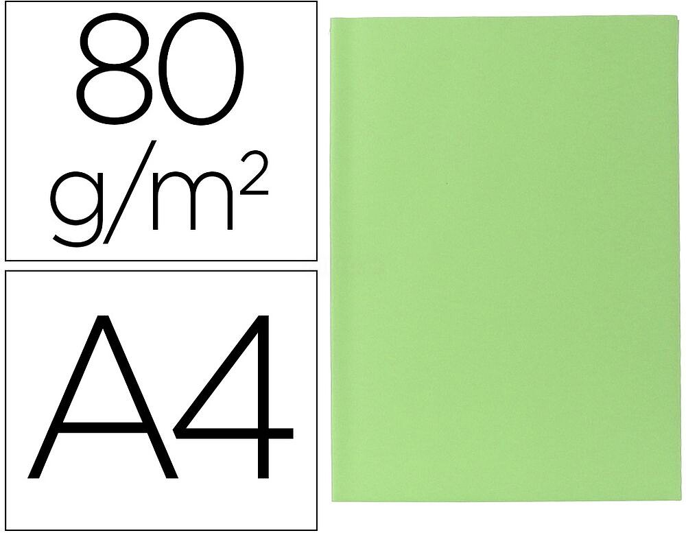 100 x Subcarpeta papel liderpapel din a4 verde 80g/m2 SC54