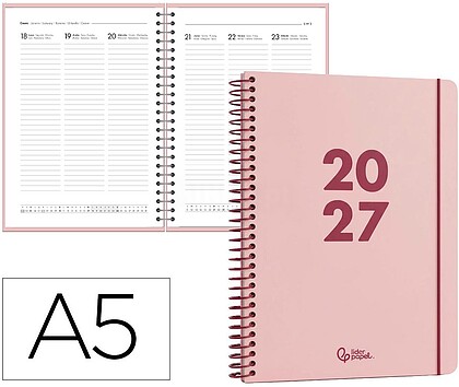 Agenda de escritório liderpapel 2027 espiral basic semana à vista a5 bilíngue papel 60g fsc design 6