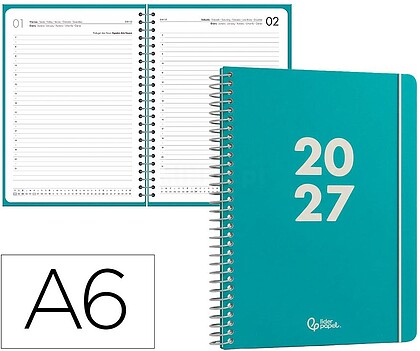 Agenda de escritório liderpapel 2027 espiral basic dia/página a6 bilíngue papel 60g fsc design 5