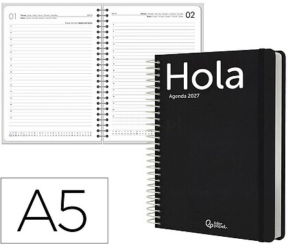 Agenda de escritório liderpapel 2027 espiral classic dia/página a5 bilíngue papel 70g fsc design 1