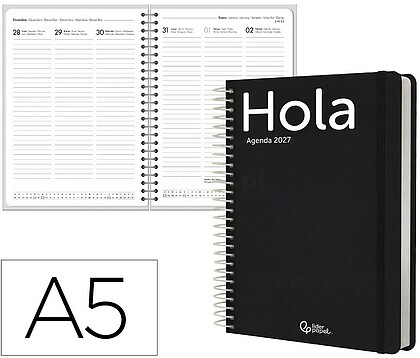 Agenda de escritório liderpapel 2027 espiral classic semana à vista a5 bilíngue papel 70g fsc design 1
