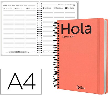 Agenda de escritório liderpapel 2027 espiral classic semana à vista a4 bilíngue papel 70g fsc design 6