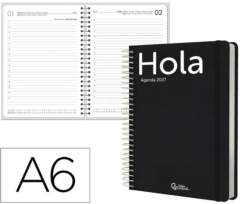 Agenda de escritório liderpapel 2027 espiral classic dia/página a6 bilíngue papel 70g fsc design 1
