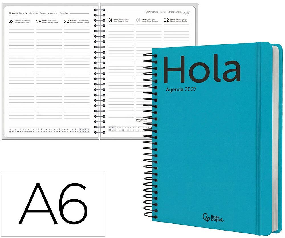 Agenda de escritório liderpapel 2027 espiral classic semana à vista a6 bilíngue papel 70g fsc design 4