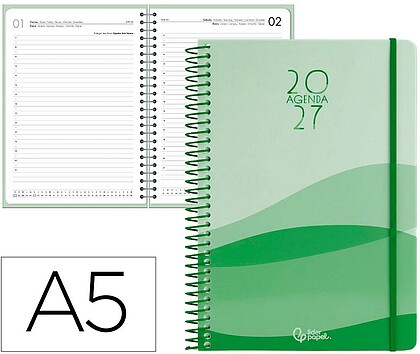 Agenda de escritório liderpapel 2027 espiral gazi dia/página a5 bilíngue papel 70g fsc design 4