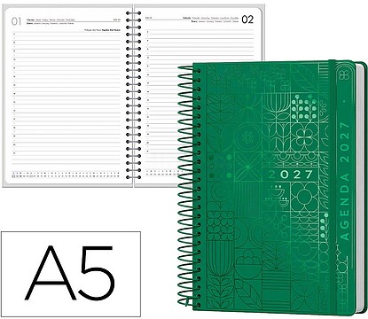 Agenda de escritório liderpapel 2027 espiral syros dia/página a5 bilíngue papel 60g fsc design 4