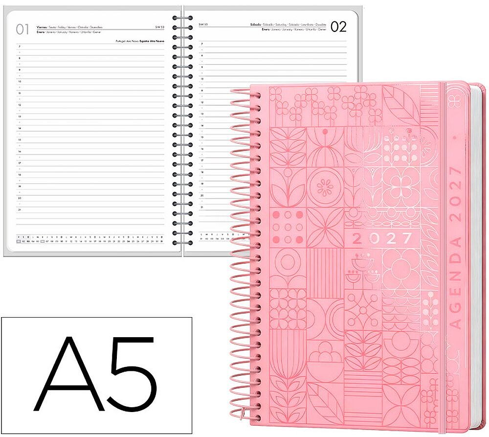 Agenda de escritório liderpapel 2027 espiral syros dia/página a5 bilíngue papel 60g fsc design 6