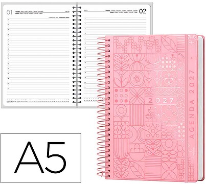 Agenda de escritório liderpapel 2027 espiral syros dia/página a5 bilíngue papel 60g fsc design 6