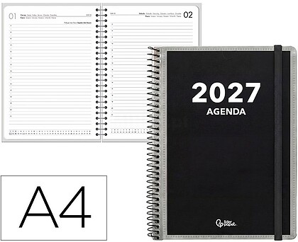 Agenda de escritório liderpapel 2027 espiral personalizável dia/página a4 bilíngue papel 70g fsc design 1