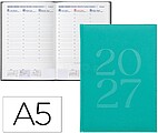 Agenda de escritório liderpapel 2027 encadernada creta semana à vista a5 bilíngue papel 70g fsc turquesa
