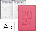 Agenda de escritório liderpapel 2027 encadernada creta semana à vista a5 bilíngue papel 70g fsc rosa